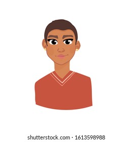 hand drawn black girl flat pop art style vector illustration