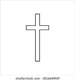 Hand drawn black grunge cross icon, simple Christian cross sign, hand-painted cross symbol created with real ink brush isolated on white background.