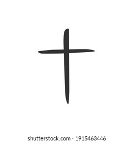 Hand drawn black grunge cross icon  Christian cross sign  hand  painted cross  Vector illustration isolated white background