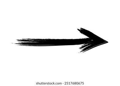 Hand drawn black grunge straight arrow, bold brush stroke. Modern graffiti design element