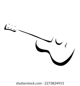 Hand drawn black guitar shadow for a music store logo 