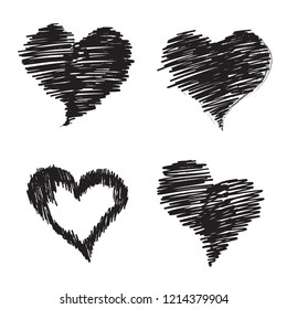 Hand drawn black heart of doodle circle