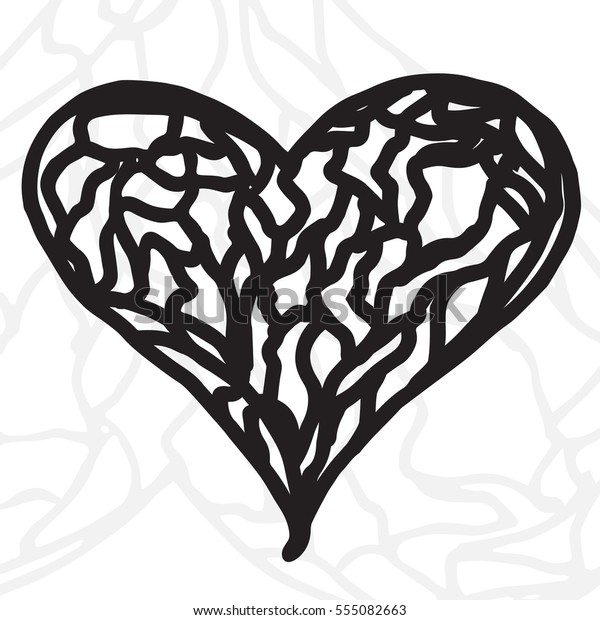 Hand Drawn Black Heart Isolated On Stock Vector (Royalty Free ...