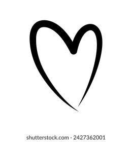 Hand drawn black heart. Love, Valentine, wedding concept. Template for t-shirt, card, invitation. Isolated vector illustration 