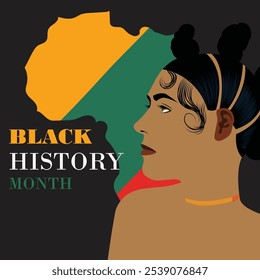 Hand drawn black history month with African map background
