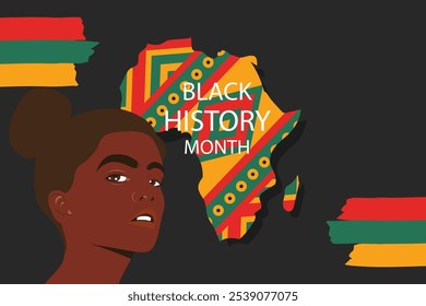Hand drawn black history month with African map background