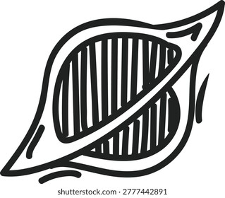 Hand drawn black hole with an event horizon representing extreme gravity and space-time bending
