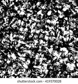 Hand drawn black ink abstract grunge seamless pattern. Vector background. Monochrome paint brush smears on white background. 
