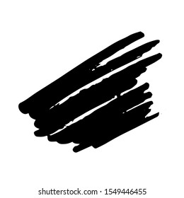 Hand drawn black ink brash stroke. Simple abstract element. Single, careless painted vector. Black, isolated on a white background. 
Grunge design.