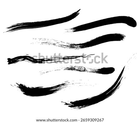 Hand Drawn Black Ink Brush Strokes Set