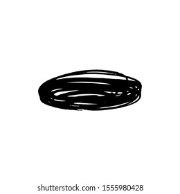 Hand drawn black ink circle brash stroke. Simple abstract round element. Single, careless painted vector. Black, isolated on a white background. Grunge design.