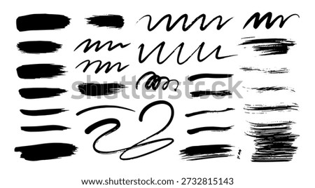 Hand drawn black ink marker strokes and thick lines