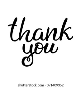 Hand drawn black ink vector isolated  lettering "Thank you" on white background.