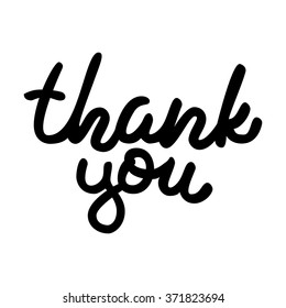 Hand drawn black ink vector isolated  lettering "Thank you" on white background.