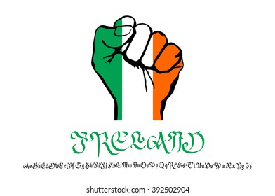 Hand drawn black ink vector isolated  lettering "Ireland" on white background. art