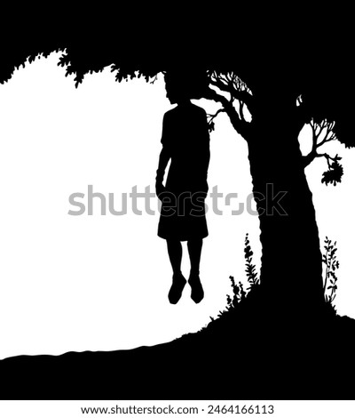 Hand drawn black jew human guy chase lost king child boy kid big wood land leaf folliage grass plant white sky field. Misery poor crisis sick ill lady victim fall suffer weapon help cartoon art story