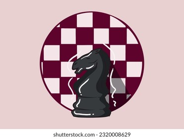 Hand drawn black knight chess pieces isolated on background. Chess logo for web site, app and print presentation. Creative art concept