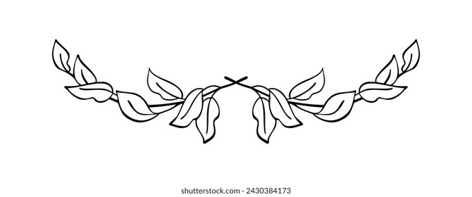 Hand drawn black laurel divider certificate. depicting an award, achievement, heraldry, logo. Vector illustration