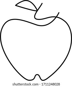 Hand drawn black line apple. Simple vector flat illustration isolated on the white background