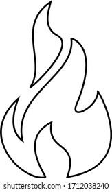 Hand drawn black line illustration of fire isolated on white background. Vector simple icon