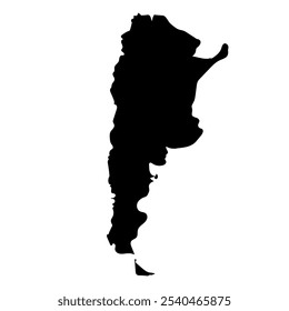 Handgezeichnete schwarze Karte von Argentinien. Silhouette, lateinamerikanische Geografie. Vektor einzeln auf weißem Hintergrund