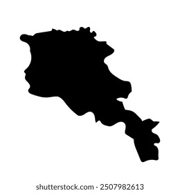 Hand drawn black map of Armenia. Silhouette, Europe, Asia geography. Vector isolated on white background