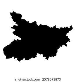 Hand drawn black map of Bihar, Indian state. Silhouette, geography. Vector isolated on white background