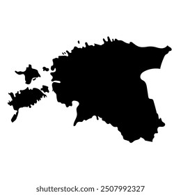 Hand drawn black map of Estonia. Silhouette, Europe geography. Vector isolated on white background