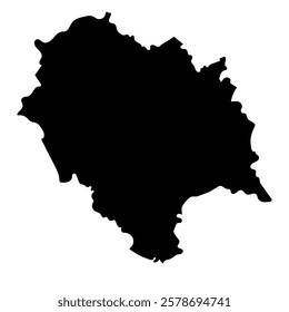 Hand drawn black map of Himachal Pradesh, Indian state. Silhouette, geography. Vector isolated on white background