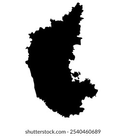 Mapa negro dibujado a mano de Karnataka, estado indio. Silueta, geografía. Vector aislado sobre fondo blanco