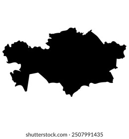 Hand drawn black map of Kazakhstan. Silhouette, Asia, Europe geography. Vector isolated on white background