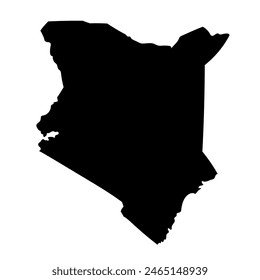 Hand drawn black map of Kenya. Silhouette, Africa country geography. Vector isolated on white background 