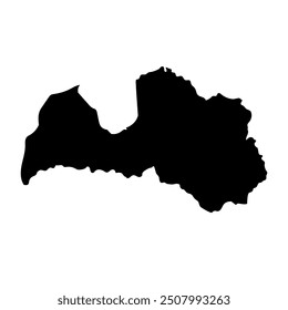 Hand drawn black map of Latvia. Silhouette, Europe geography. Vector isolated on white background