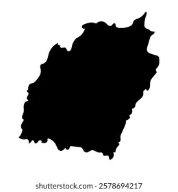 Hand drawn black map of Manipur, Indian state. Silhouette, geography. Vector isolated on white background