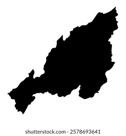 Hand drawn black map of Nagaland, Indian state. Silhouette, geography. Vector isolated on white background