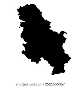Hand drawn black map of Serbia. Silhouette, Europe geography. Vector isolated on white background