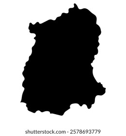 Hand drawn black map of Sikkim, Indian state. Silhouette, geography. Vector isolated on white background