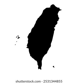 Hand drawn black map of Taiwan. Silhouette, East Asia geography. Vector isolated on white background