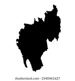 Hand drawn black map of Tripura, Indian state. Silhouette, geography. Vector isolated on white background