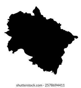 Hand drawn black map of Uttarakhand, Indian state. Silhouette, geography. Vector isolated on white background