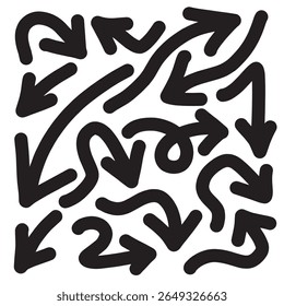 hand drawn black marker ink style arrow image for design element