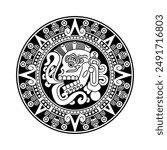 Hand drawn black on Chichen Itza Skull, vector illustration. cool for t-shirt, emblems, patch, sticker, etc