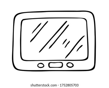 Hand drawn black outline doodle gadget vector illustration isolated on  a white background. 