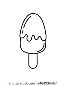 Hand drawn black outline popsicle ice cream stick vector icon clip art for summer drink isolated on transparent background