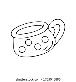 Dibujo manual del contorno negro simple doodle cup ilustración vectorial aislada en un fondo blanco.