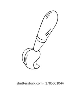 Dibujo manual del contorno negro simple ilustración del vector de pincel doodle aislado en un fondo blanco. Una chica linda estilización.