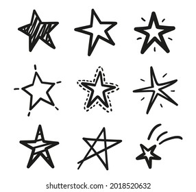 Hand Drawn Black Outline Stars On Stock Vector (Royalty Free ...