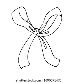 Hand drawn black outline vector bow illustration isolated on a white bacground