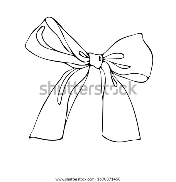 Hand Drawn Black Outline Vector Bow Stock Vector (Royalty Free ...