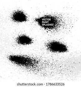 Hand drawn black paint splashes. Abstract grunge texture. Vector illustration